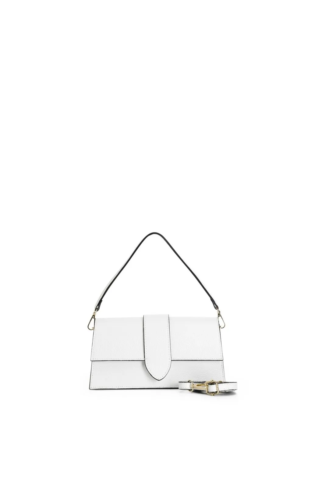 minibag rigida in pelle martellata con pattina bianco
