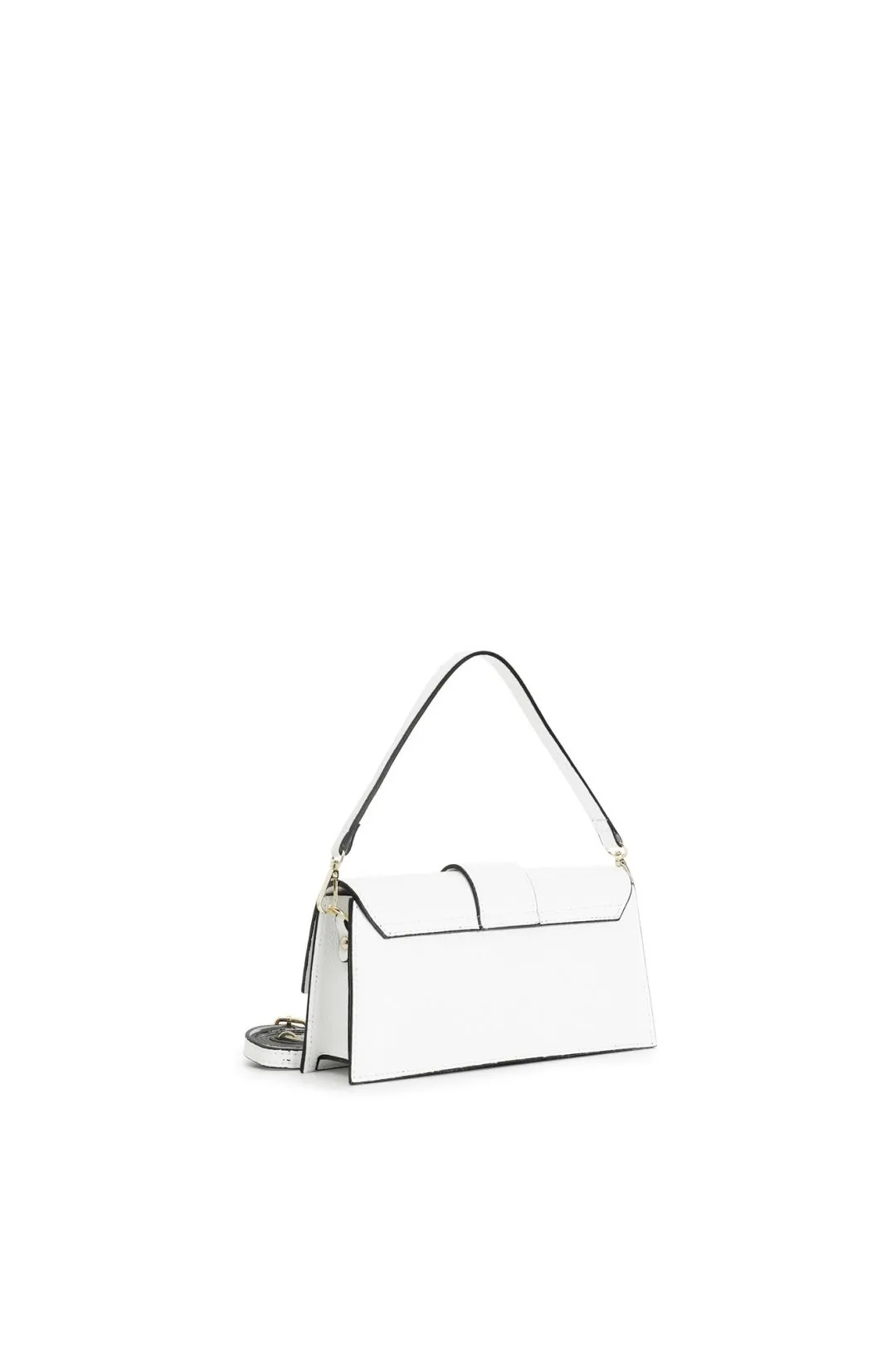 minibag rigida in pelle martellata con pattina bianco