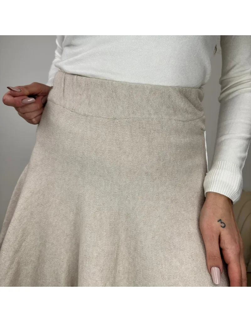 MINIGONNA IN MAGLIA A CAMPANA BEIGE