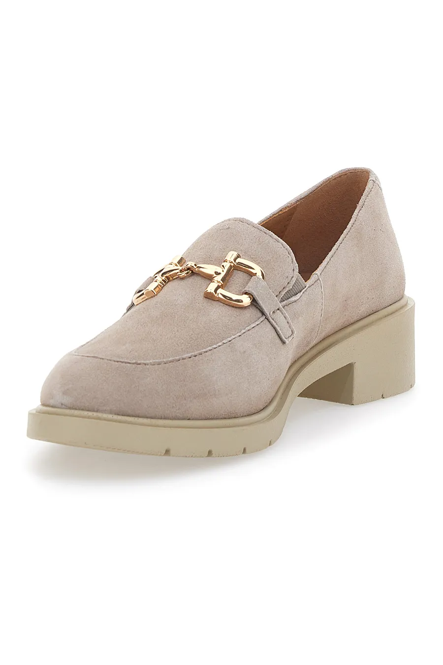 Mocassini Beige con Morsetto Dorato Mio Tempo 21216