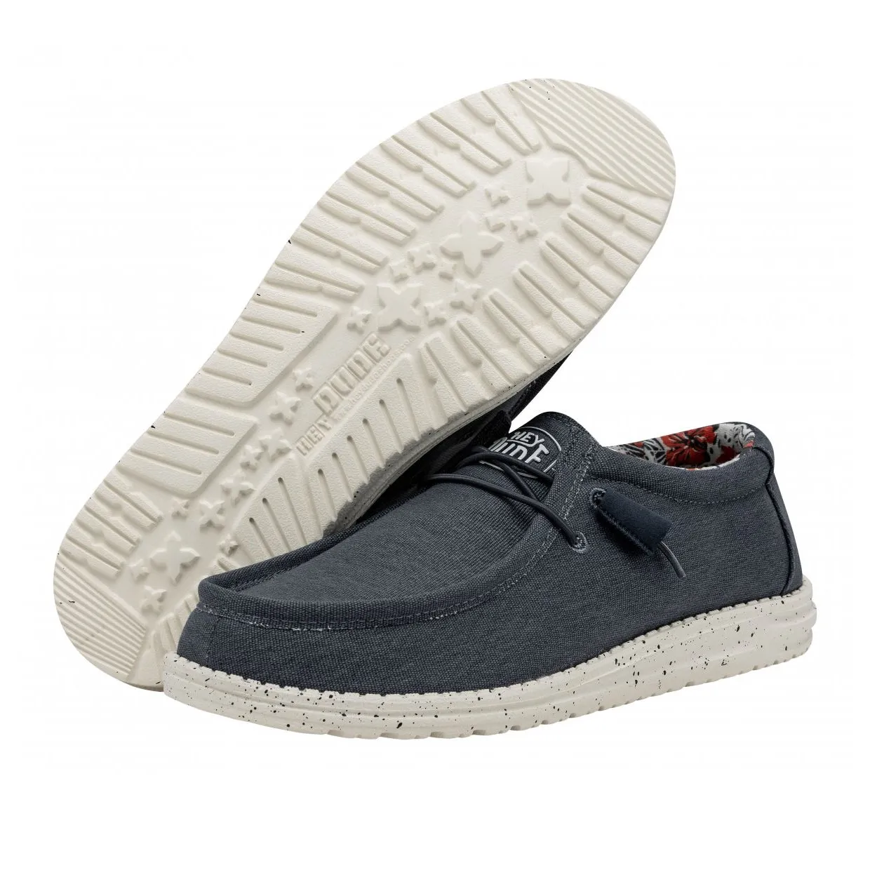 Mocassini Uomo Hey Dude Wally Stretch Canvas Blu