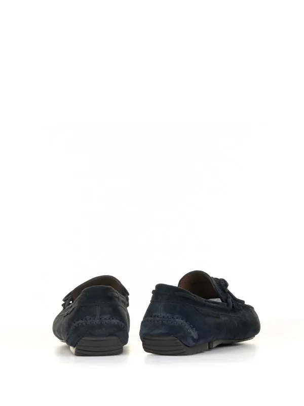 Moccasin in navy blue suede