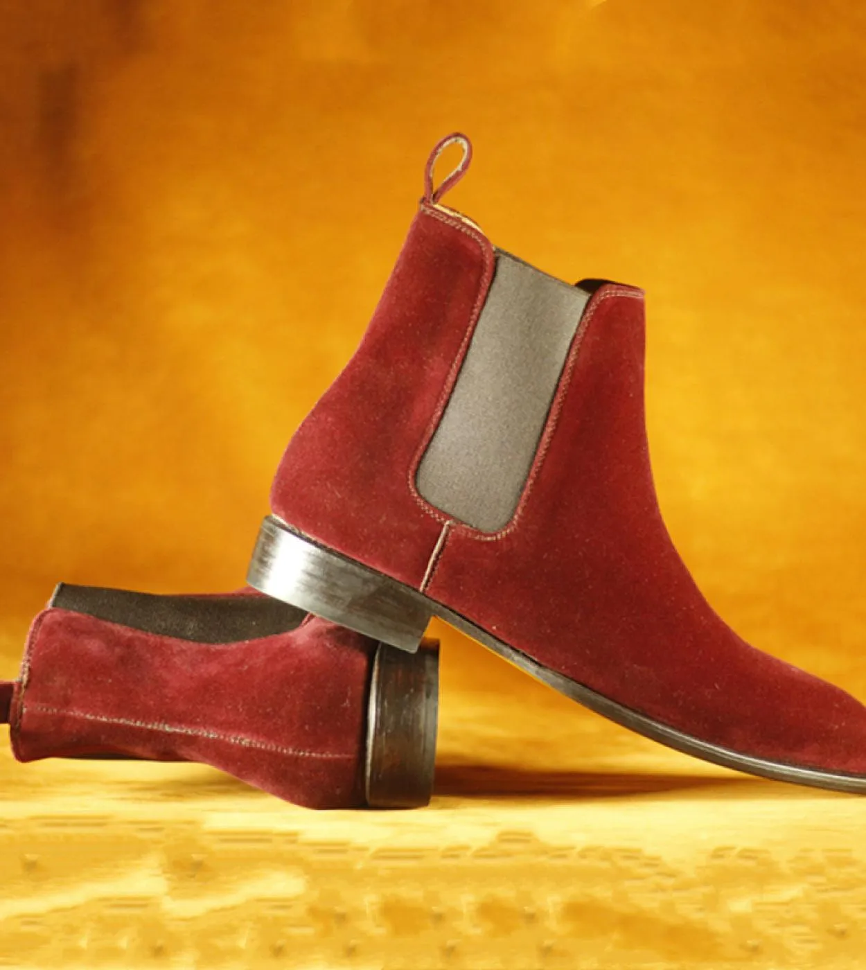 Nuovi stivali Chelsea da uomo rosso vino Stivaletti da uomo daffari con punta quadrata floccata Stivaletti da uomo Botas De Hom