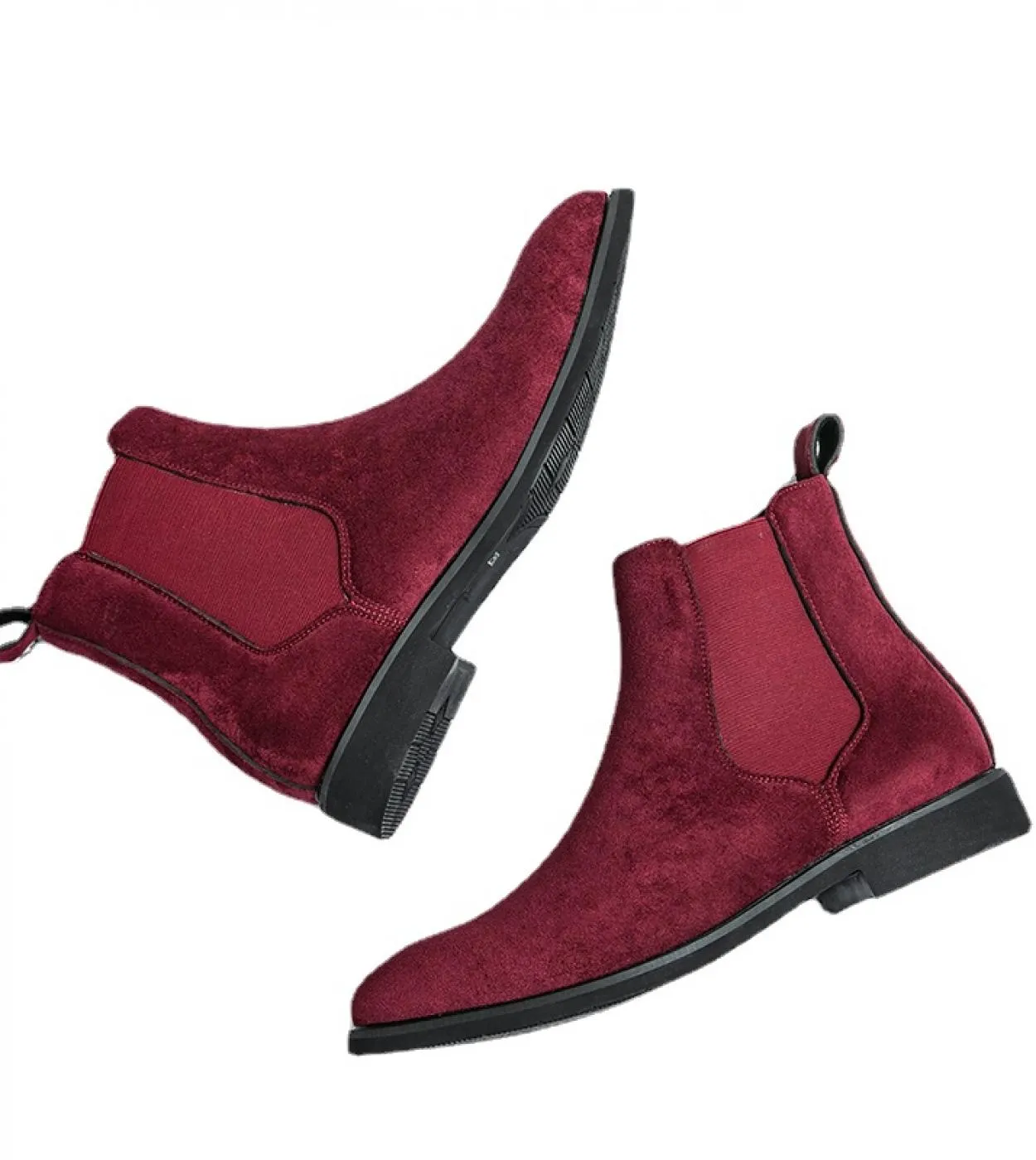 Nuovi stivali Chelsea da uomo rosso vino Stivaletti da uomo daffari con punta quadrata floccata Stivaletti da uomo Botas De Hom