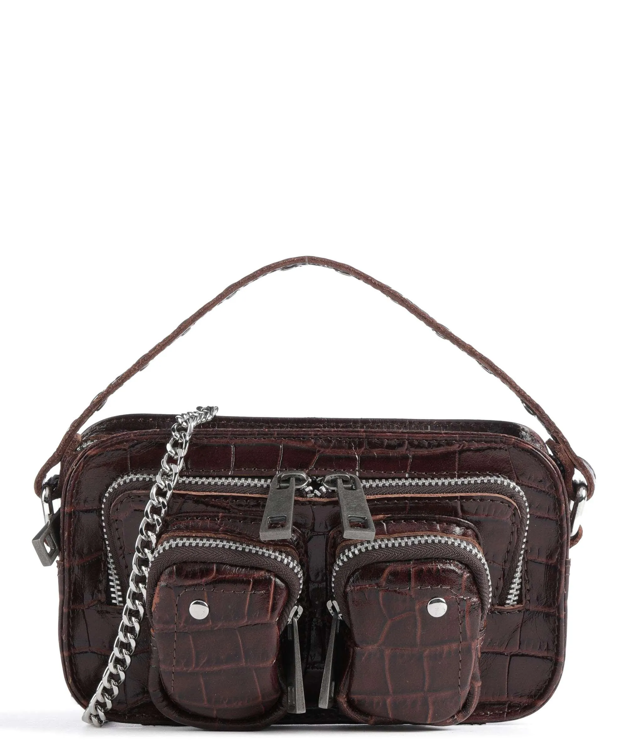  Núnoo Texas Helena Borsa a tracolla pelle in rilievo marrone scuro  