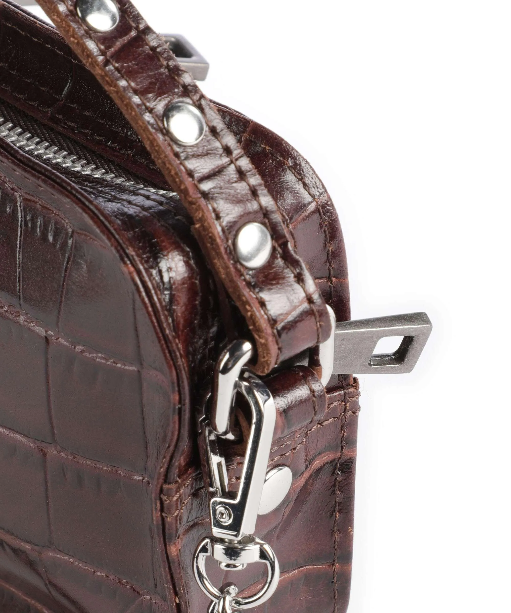  Núnoo Texas Helena Borsa a tracolla pelle in rilievo marrone scuro  