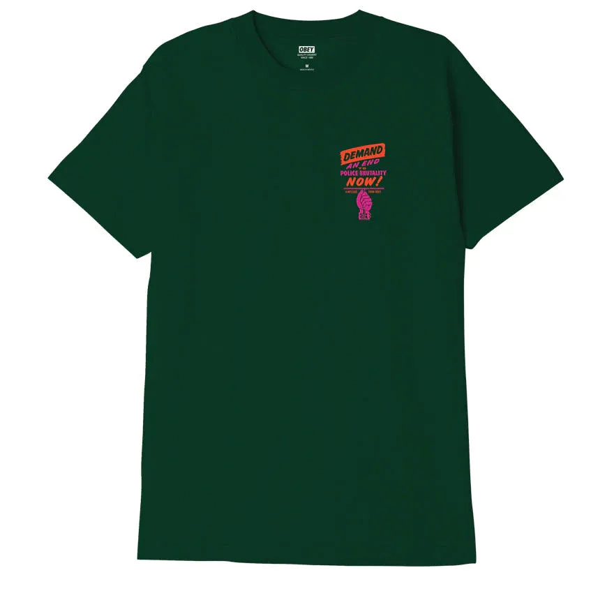 Obey maglietta manica corta da uomo End Police Brutality 165263408 verde foresta
