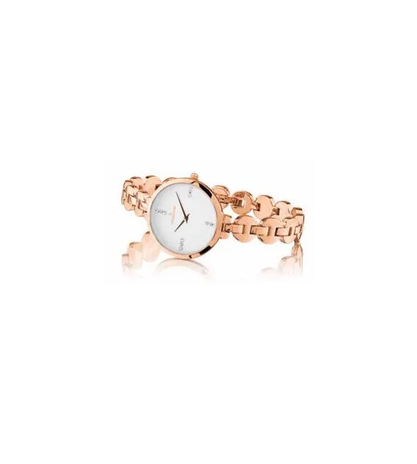 Orologio solo Tempo Donna Hoops Chain Rose Gold Bianco 2646l-rg02