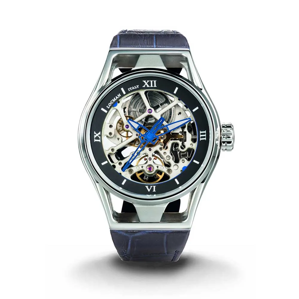 Orologio Uomo Automatico Skeleton Montecristo Blu Locman