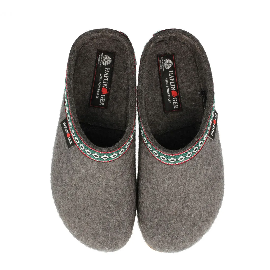 Pantofola Haflinger Grizzly Franzl grigia in lana