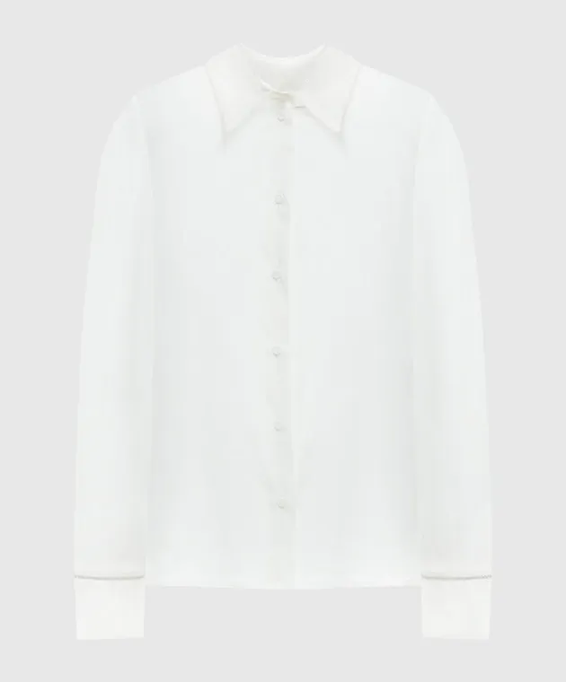 Peserico Blusa in seta bianca con catena monil A0656007325