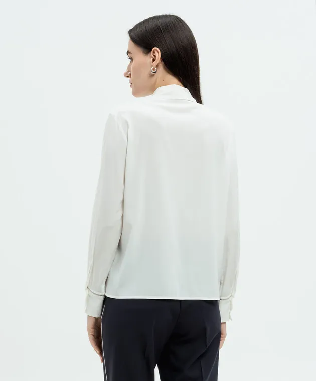 Peserico Blusa in seta bianca con catena monil A0656007325