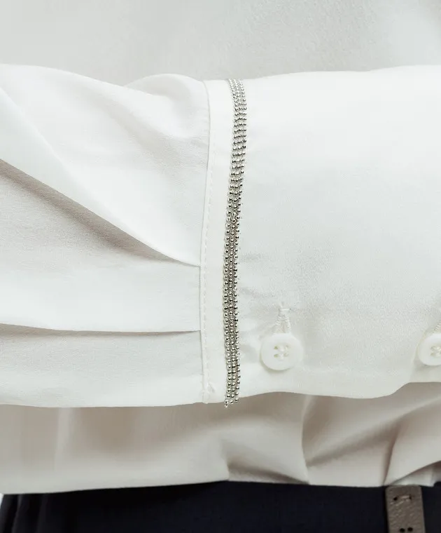 Peserico Blusa in seta bianca con catena monil A0656007325