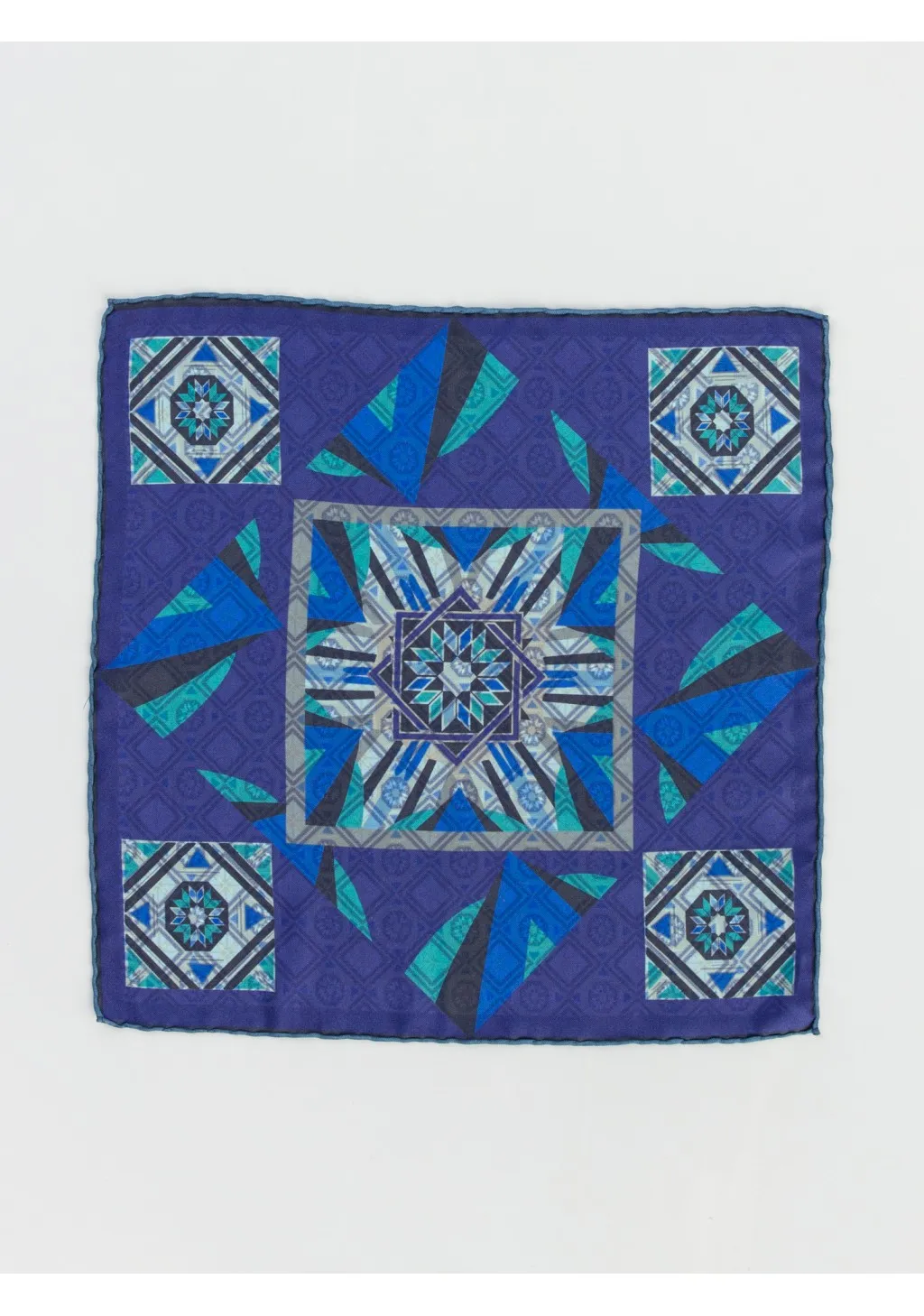 POCHETTE SETA DOUBLE PRISMA BLU