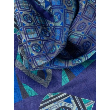POCHETTE SETA DOUBLE PRISMA BLU