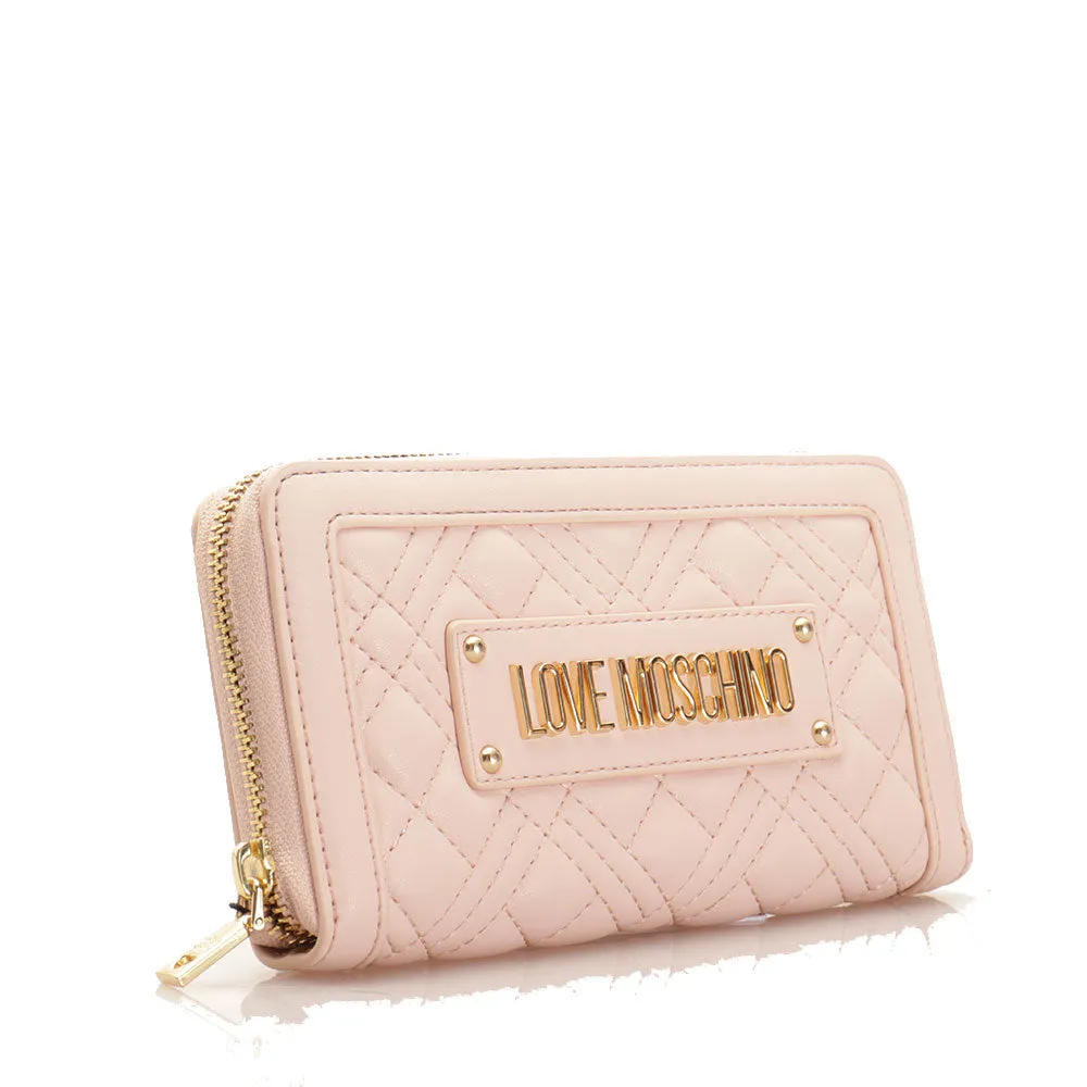 Portafoglio Donna Zip Around Trapuntato LOVE MOSCHINO linea Quilted Cipria