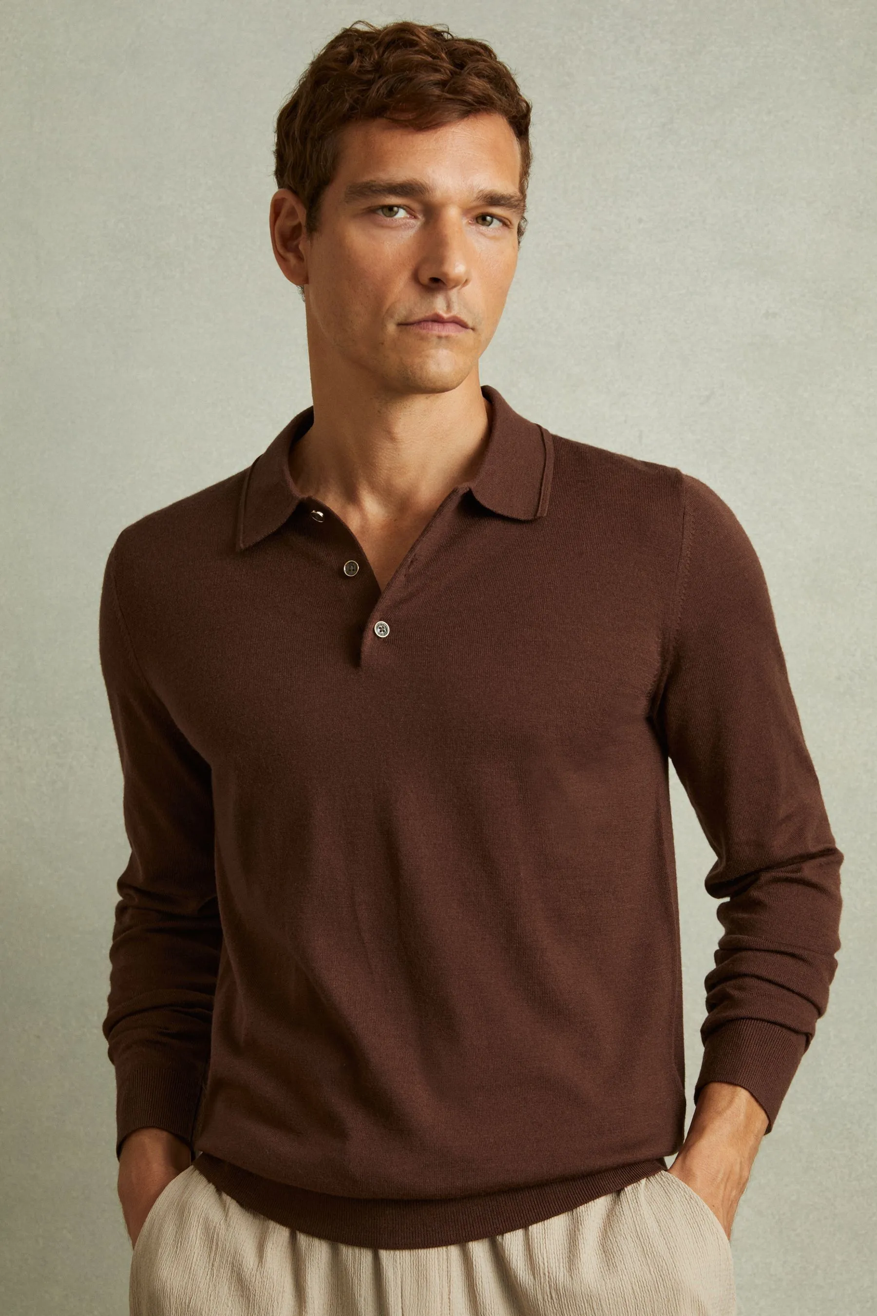 Reiss Trafford Merino Wool Polo Shirt    