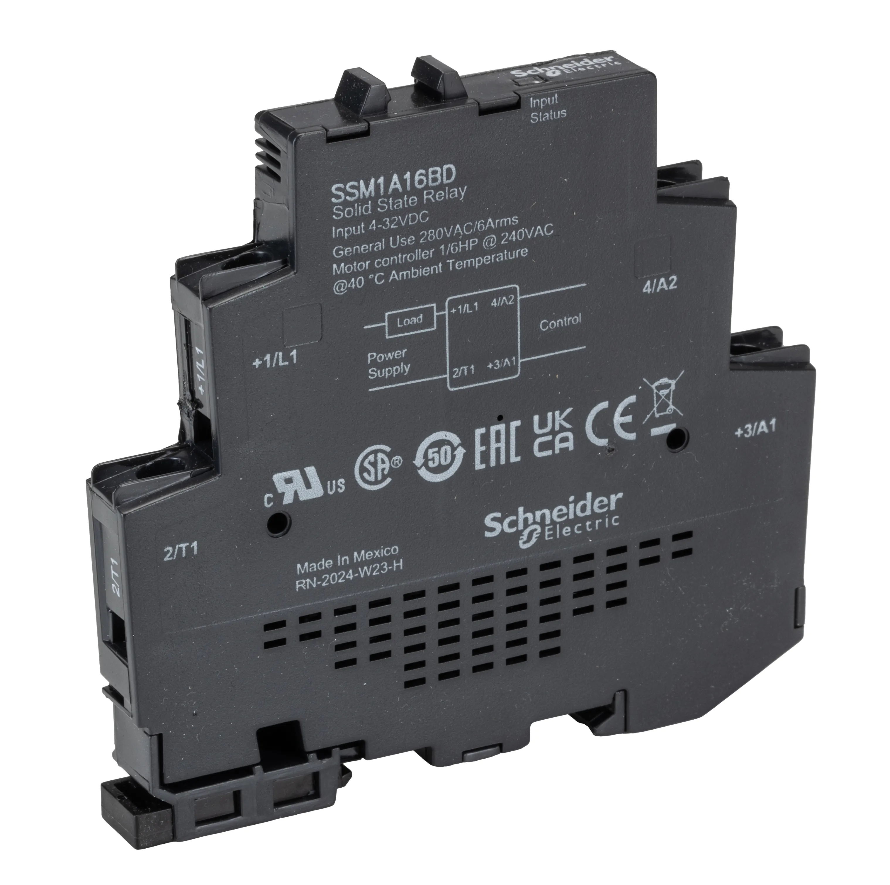 Relè a stato solido SSM1A16BD, Guida DIN, 6 A, 280 V c.a., c.a., SPST Harmony Solid State Relays SSM