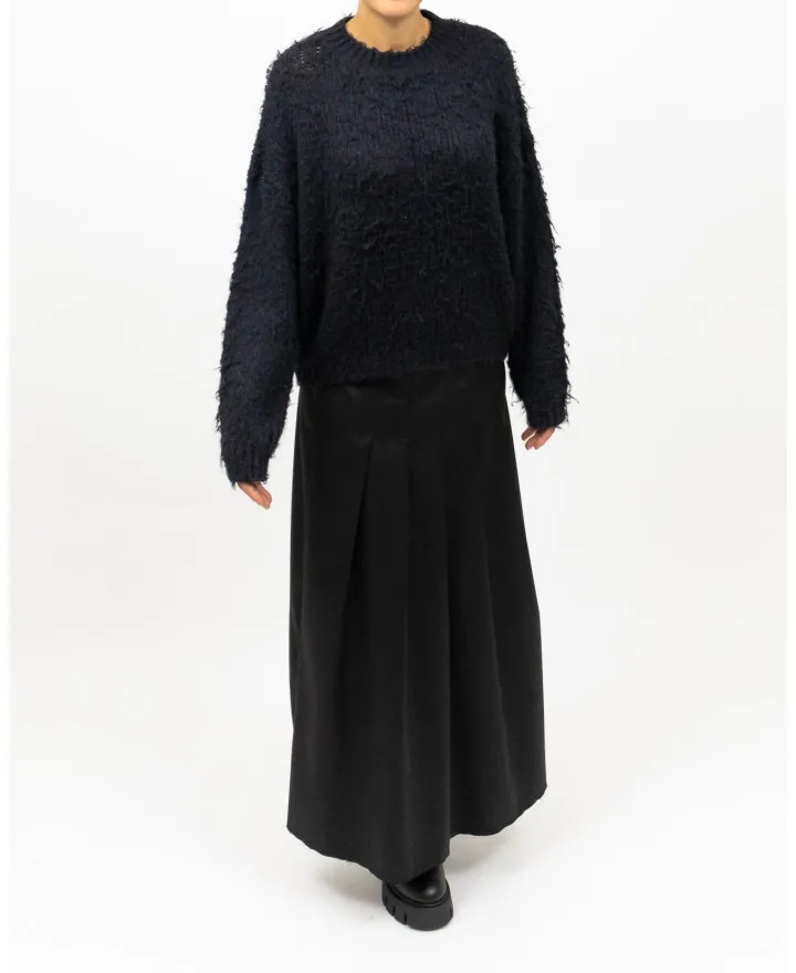 Roberto Collina - Girocollo Garzato Nero Donna