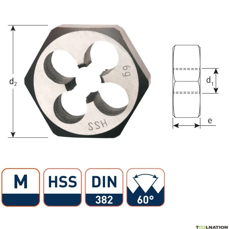 Rotec 370.1400 HSS Dadi esagonali DIN 382 Metrico M14x2,0