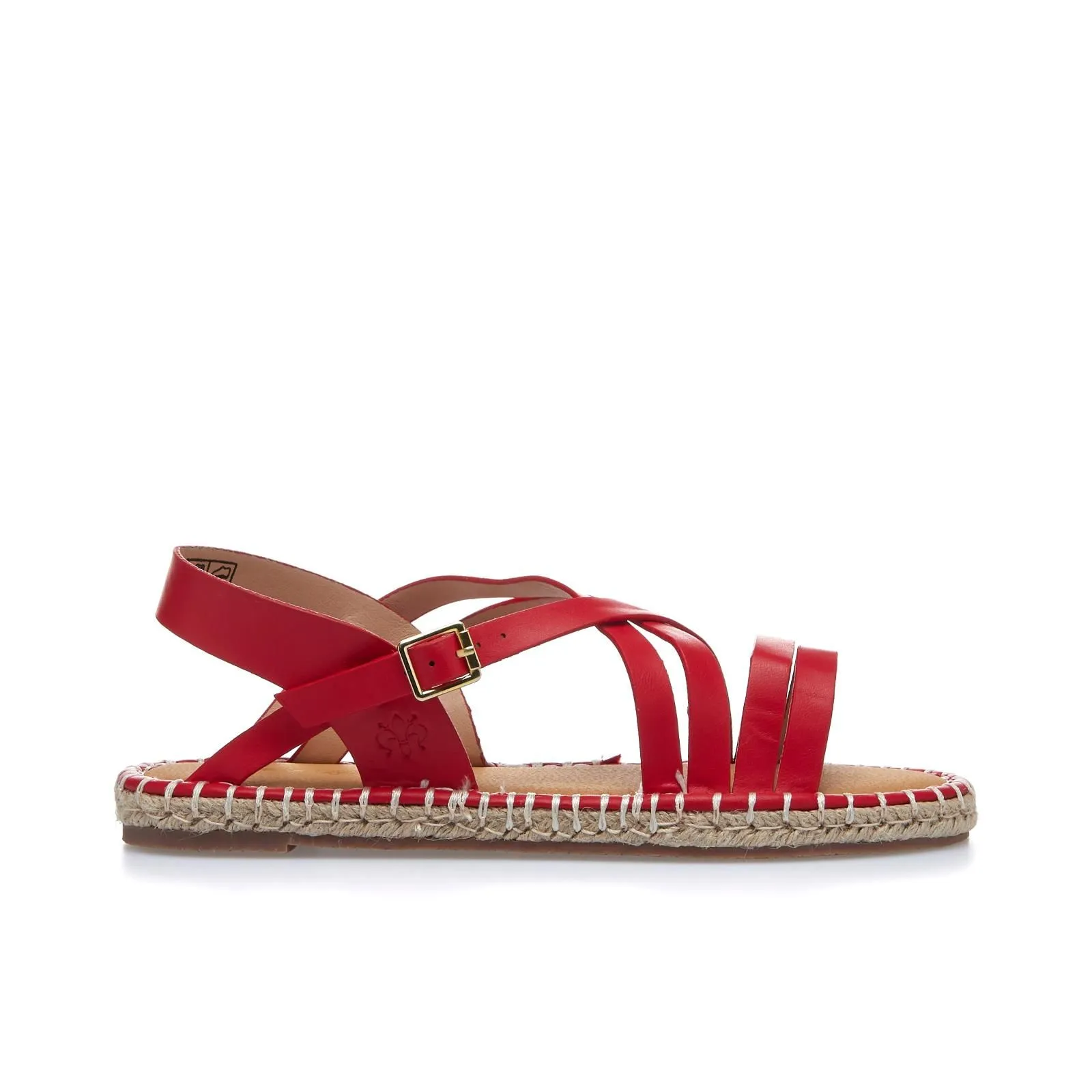 Sandali bassi rossi multi-cinturini con corda