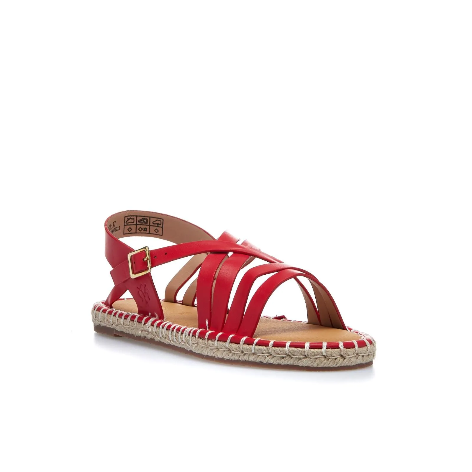 Sandali bassi rossi multi-cinturini con corda