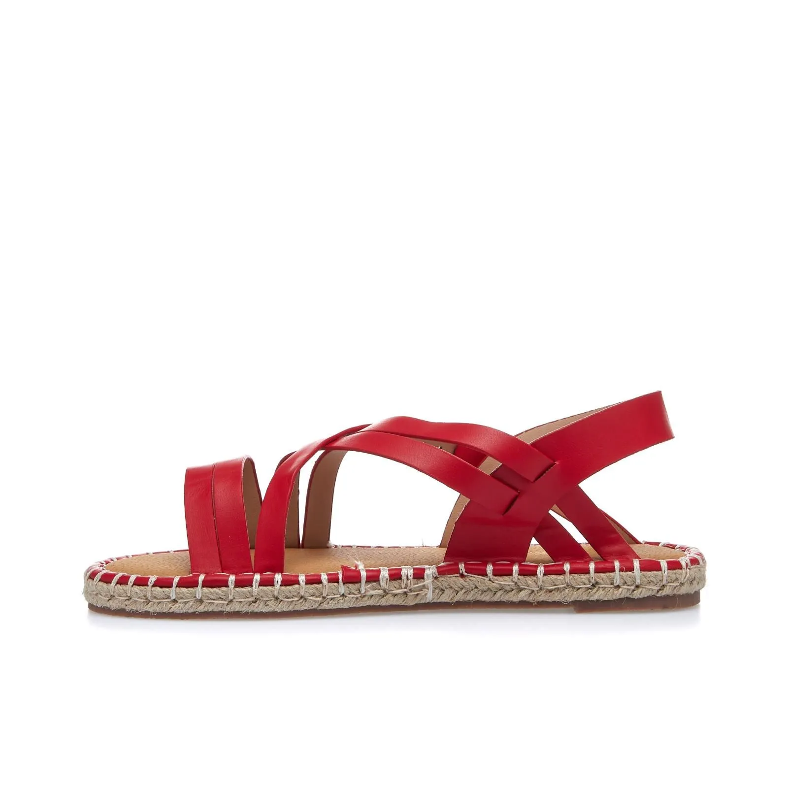 Sandali bassi rossi multi-cinturini con corda