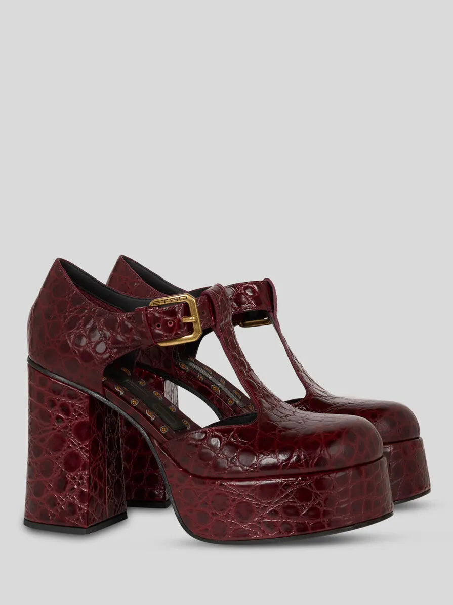 SANDALI MARY JANE IN PELLE STAMPATA