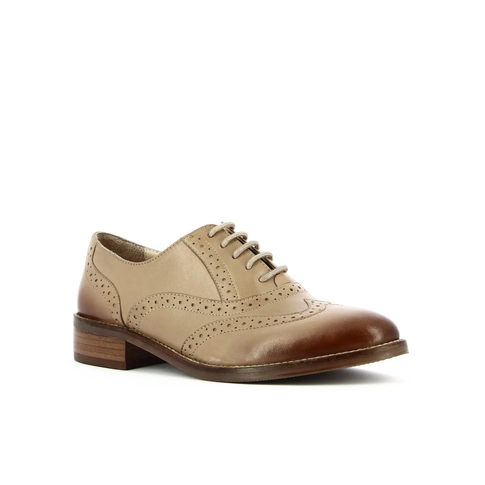 Scarpe beige brogue in pelle