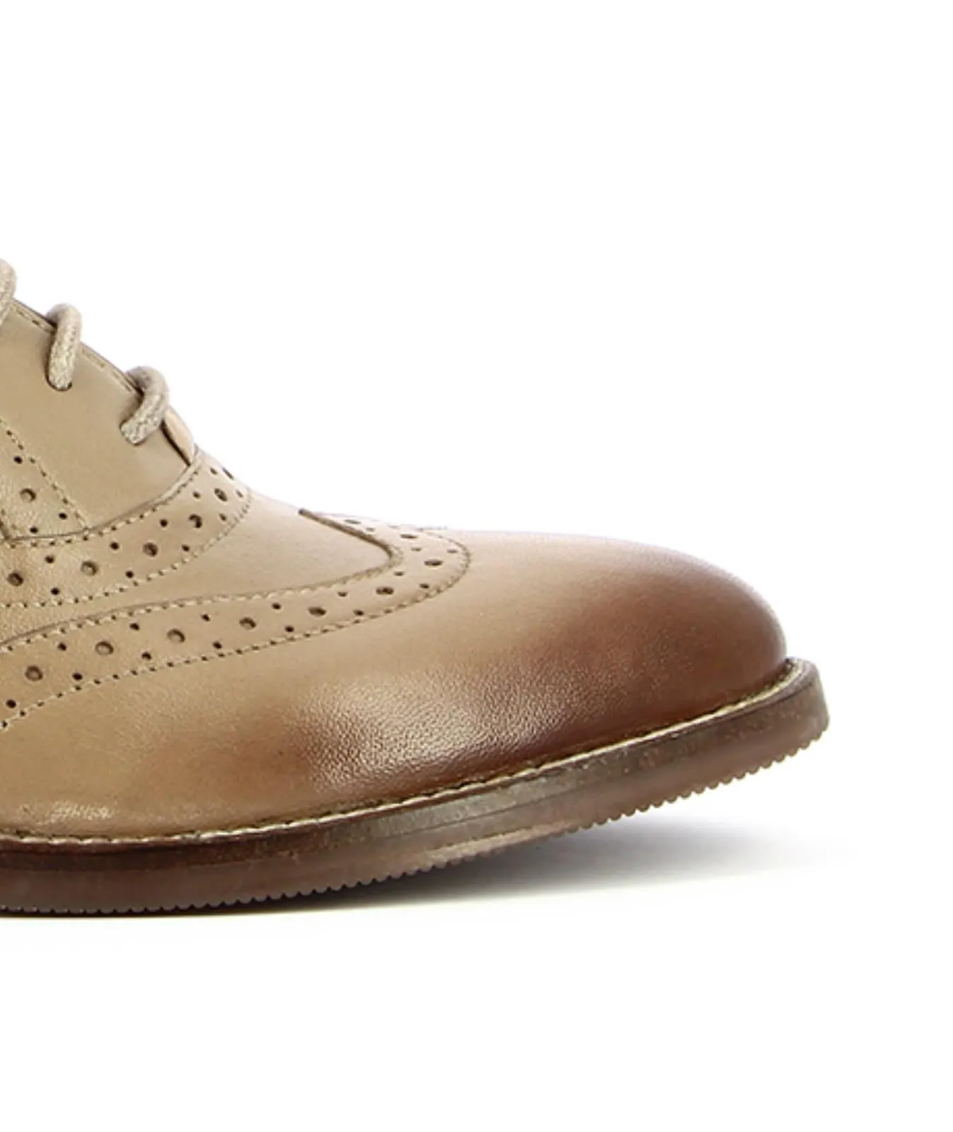 Scarpe beige brogue in pelle