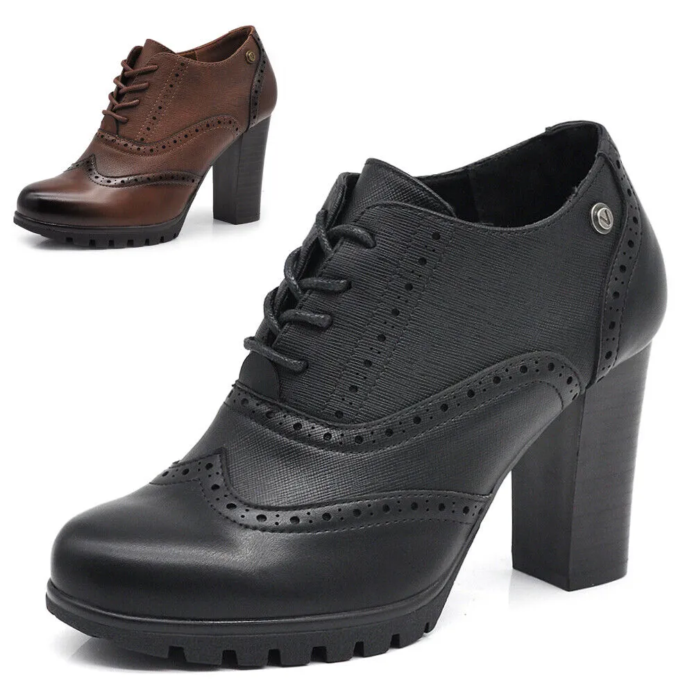Scarpe Da Donna Tacco Grosso Francesine Duilio Oxford Inglesine stringate CH2183