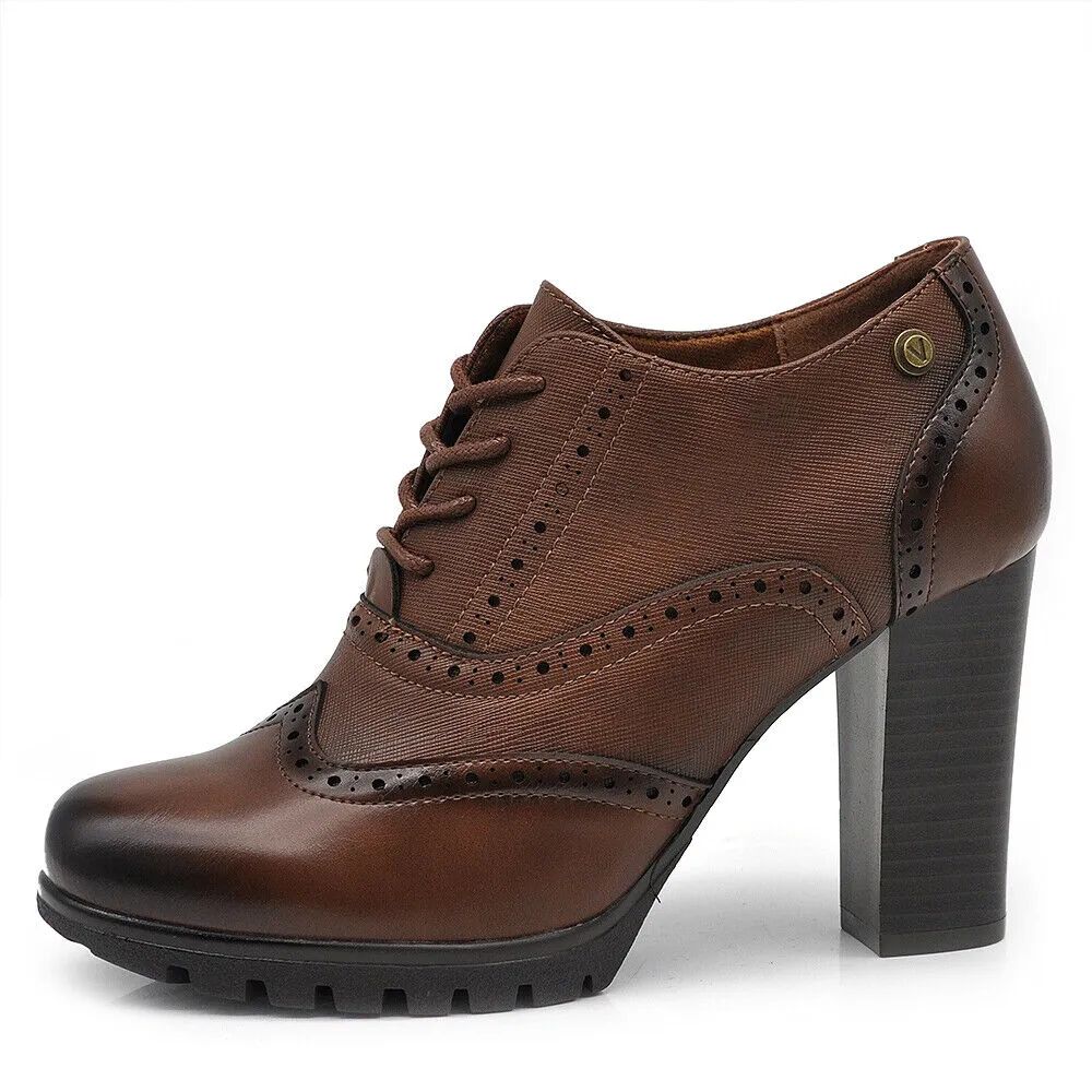 Scarpe Da Donna Tacco Grosso Francesine Duilio Oxford Inglesine stringate CH2183