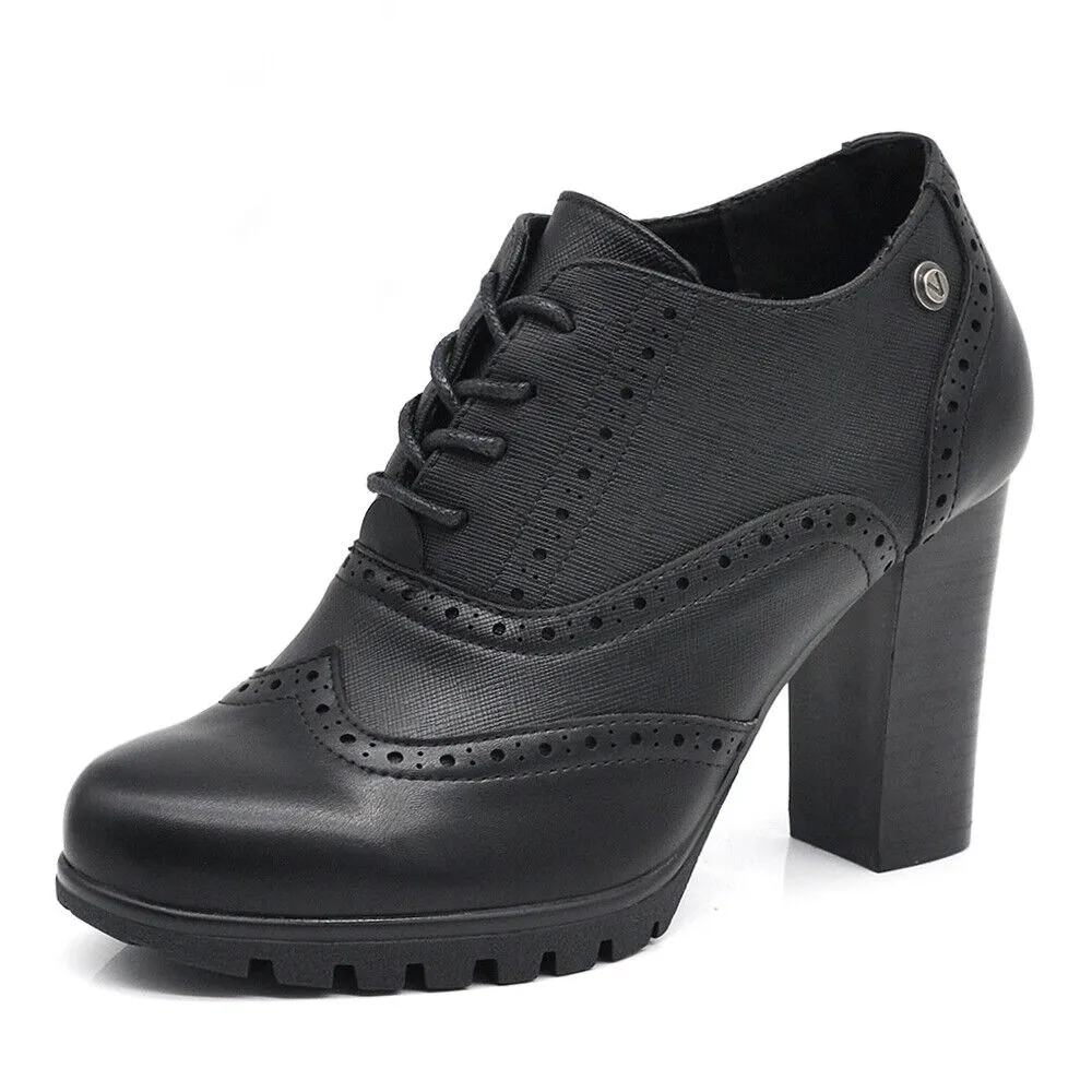 Scarpe Da Donna Tacco Grosso Francesine Duilio Oxford Inglesine stringate CH2183