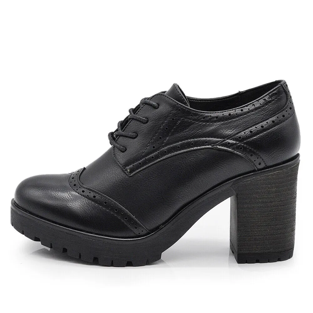Scarpe Da Donna Tacco Grosso Francesine Duilio Oxford Inglesine stringate IF146