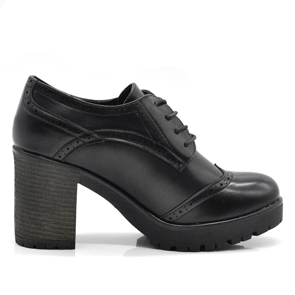 Scarpe Da Donna Tacco Grosso Francesine Duilio Oxford Inglesine stringate IF146