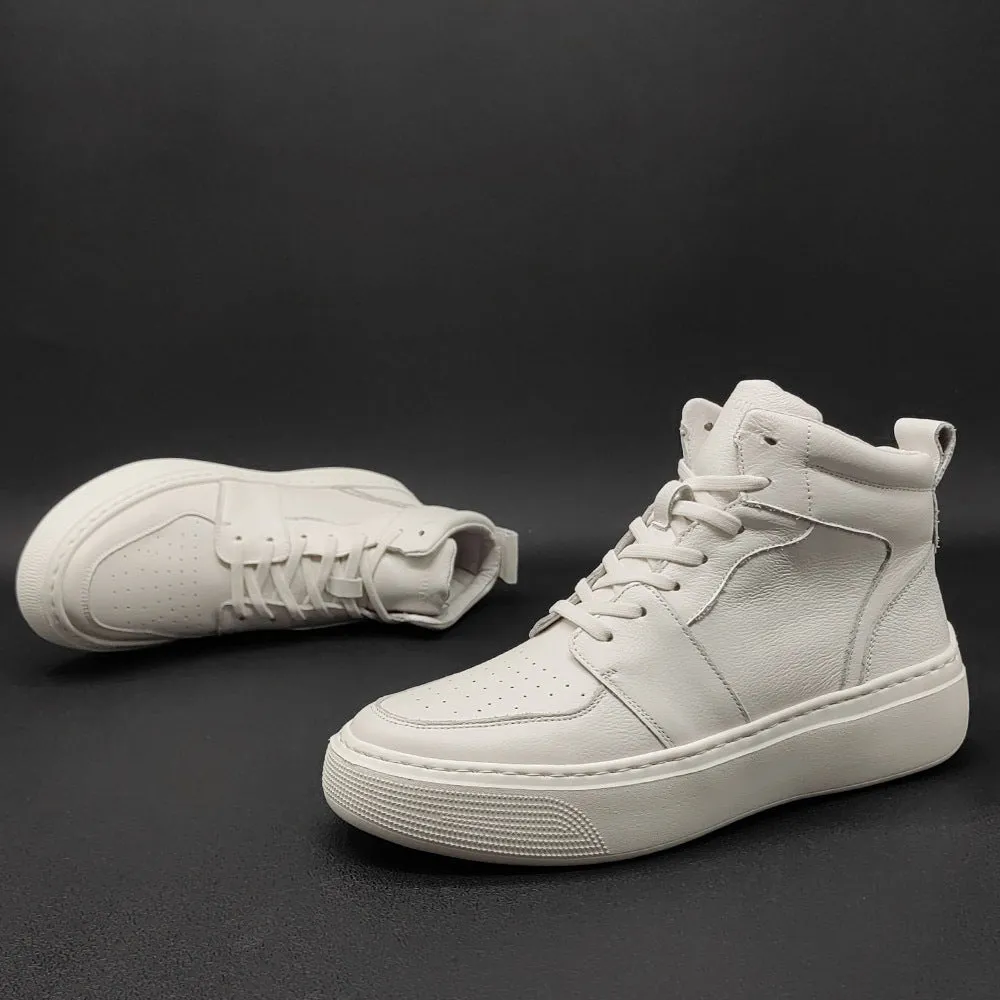 Scarpe da ginnastica bianche casual da uomo in pelle bovina