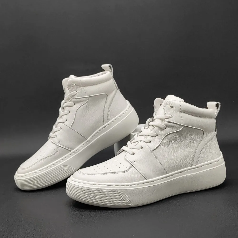 Scarpe da ginnastica bianche casual da uomo in pelle bovina