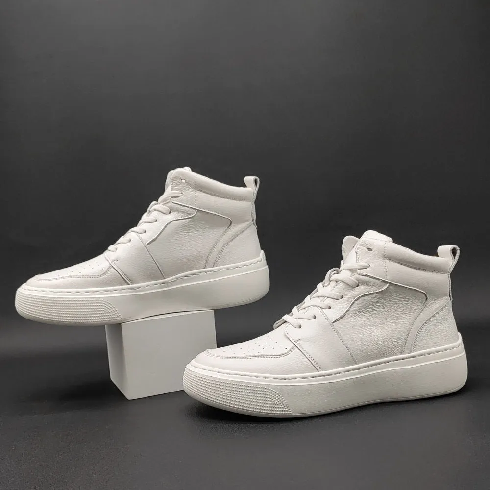 Scarpe da ginnastica bianche casual da uomo in pelle bovina