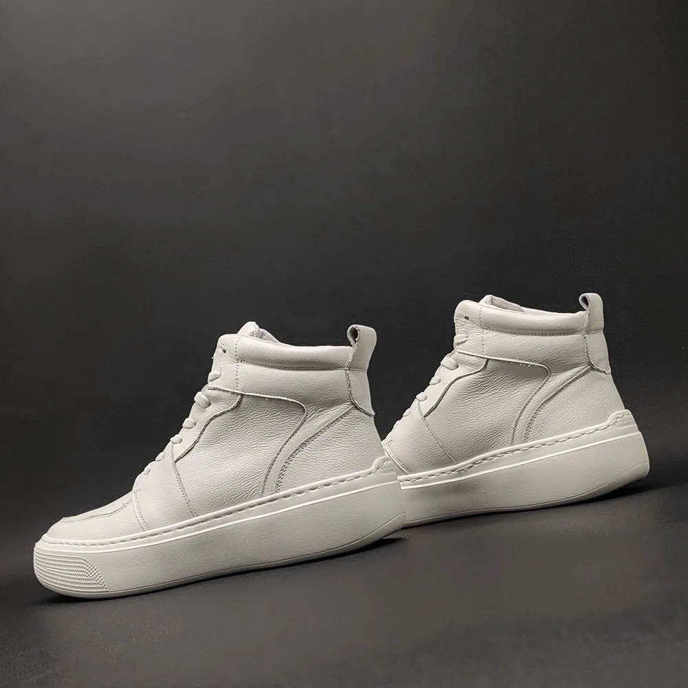 Scarpe da ginnastica bianche casual da uomo in pelle bovina