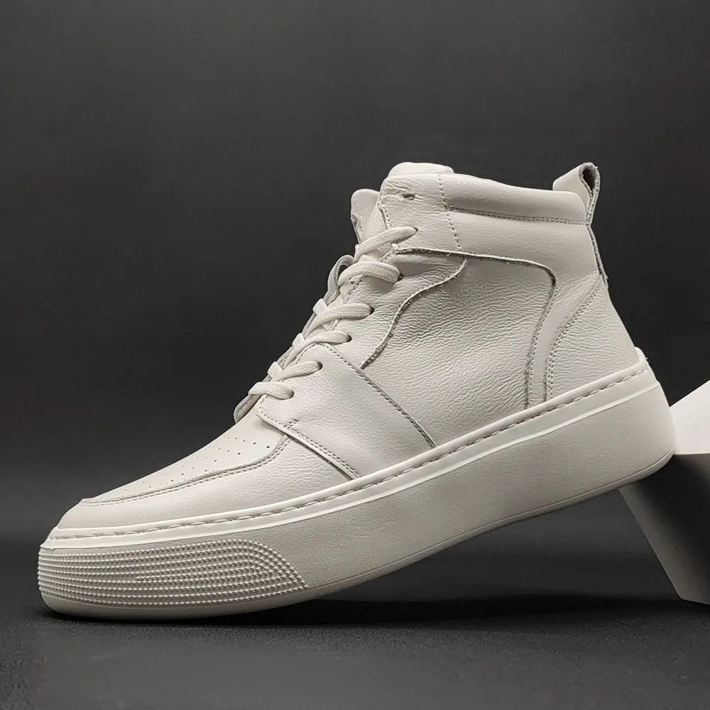 Scarpe da ginnastica bianche casual da uomo in pelle bovina