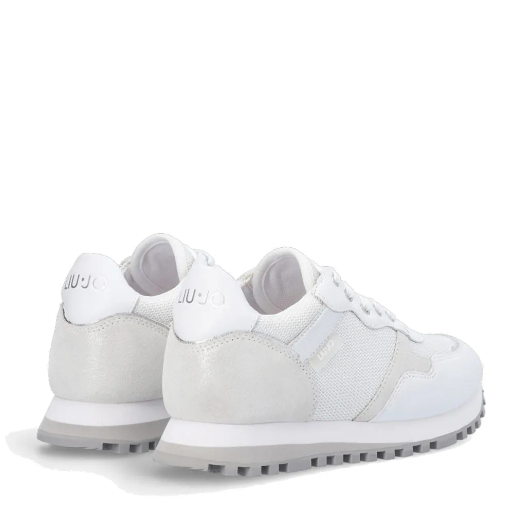 Scarpe Donna LIU JO Sneakers Wonder 01 in Pelle e Brighty Mesh colore Bianco