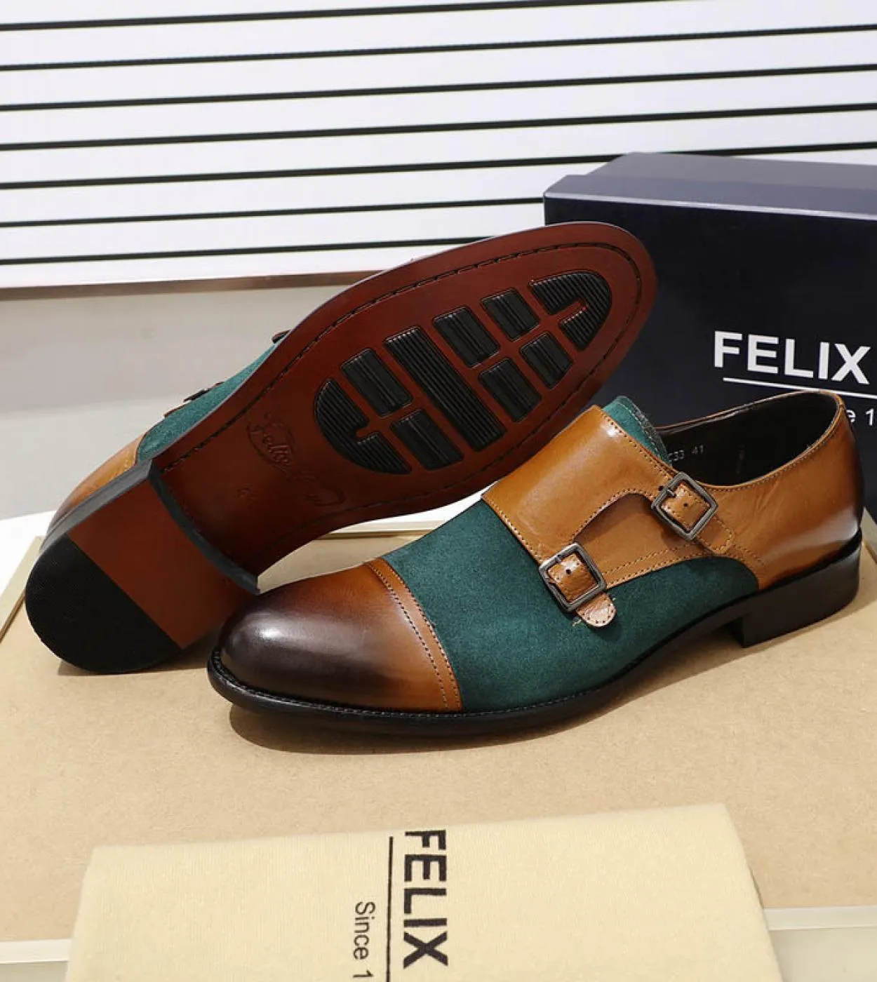 Scarpe eleganti da uomo con doppio cinturino Monk Scarpe eleganti marroni da uomo con fibbia Scarpe oxford da uomo