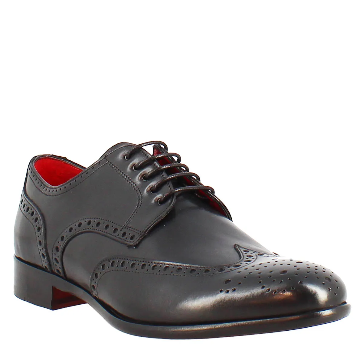Scarpe francesine brogue da uomo fatte a mano in pelle colore nero