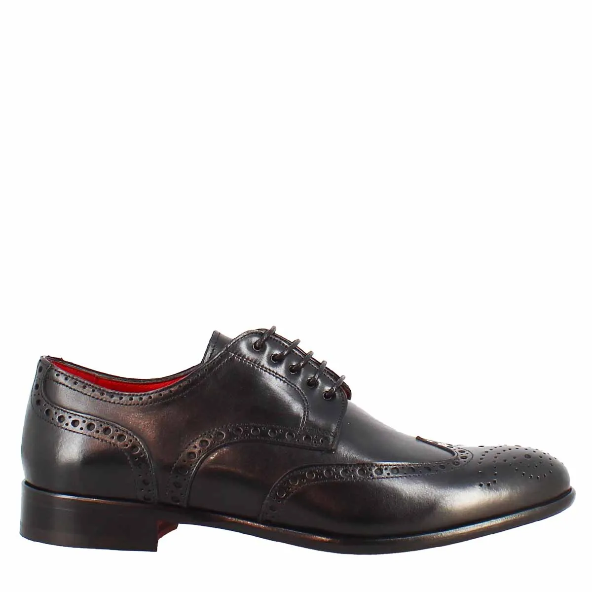 Scarpe francesine brogue da uomo fatte a mano in pelle colore nero