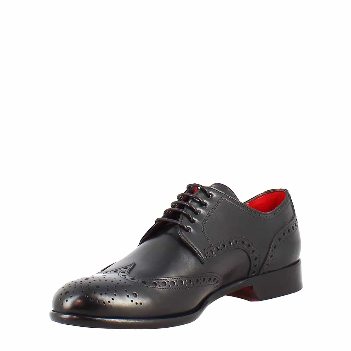 Scarpe francesine brogue da uomo fatte a mano in pelle colore nero