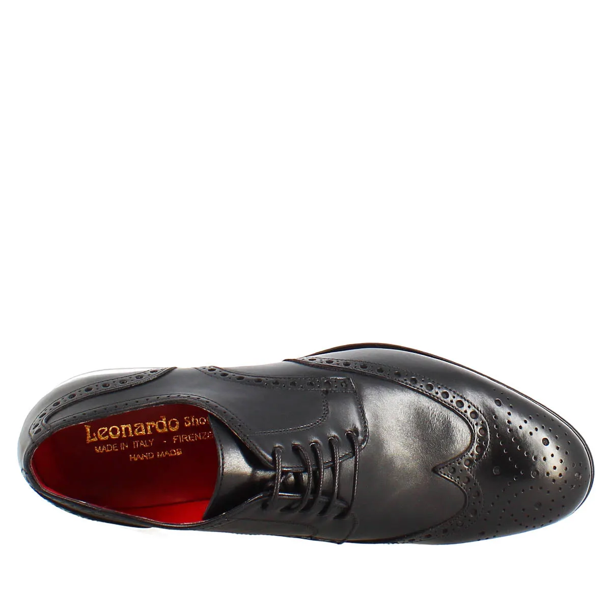 Scarpe francesine brogue da uomo fatte a mano in pelle colore nero