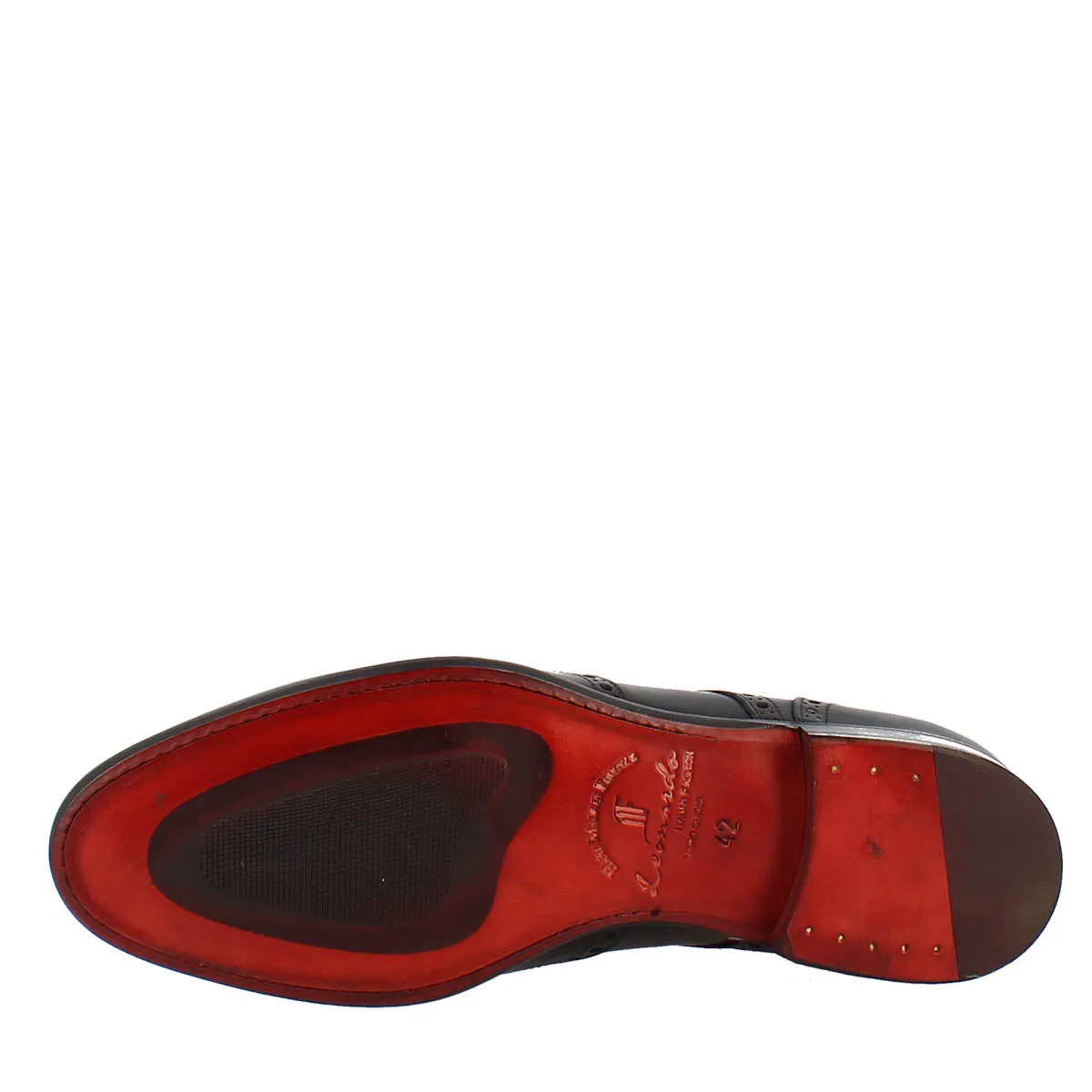 Scarpe francesine brogue da uomo fatte a mano in pelle colore nero