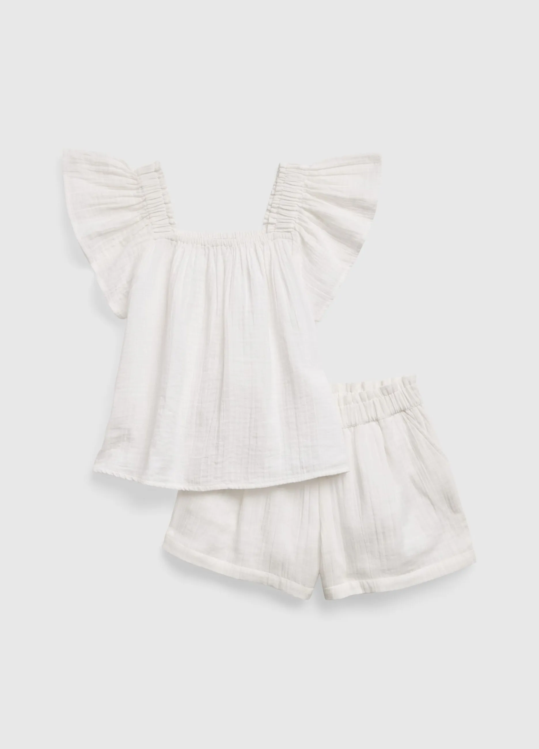 Set top e shorts in garza di cotone