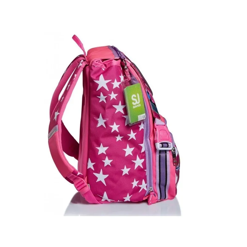 SEVEN SCHOOL PACK SJ GANG LEDTECH GIRL FLUOFUXIA ZAINO SCUOLA SDOPPI+ ASTUCCIO 3 ZIP INT.45 PEZZI GIOTTO/FRIXION+OMAGGIO