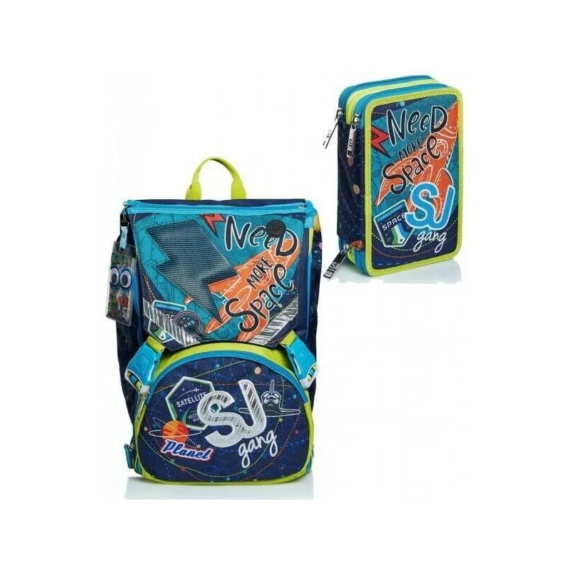 SEVEN SCHOOL PACKSJ GANG LEDTECH BOY BLUE DEEP ZAINO SCUOLA SDOPPI.+ ASTUCCIO 3 ZIP INT.45 PEZZI GIOTTO/FRIXION +OMAGGIO